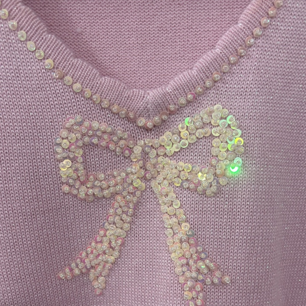 Coquette sequin Bow long sleeve tee